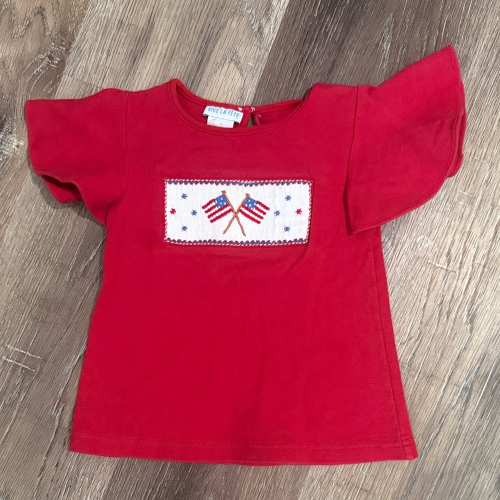 Vive La Fete Red Flag Smocked Tee
